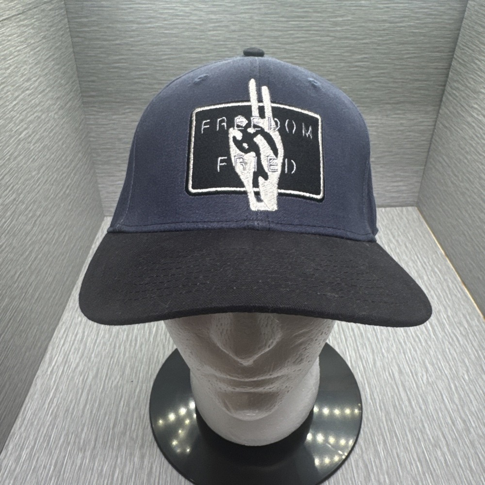 Billy Reid Navy Black Freedom Fried Embroidered Baseball Cap‎ Hat L/XL